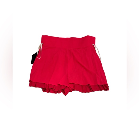 Andrea Iyamah - Hibi Pleated High Waisted Shorts Skort in Cherry- Size- M - Picture 9 of 16